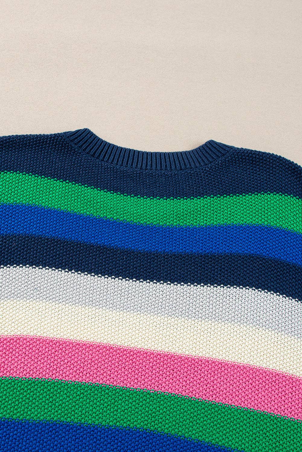 SALE Rainbow Striped Crew Neck Sweater