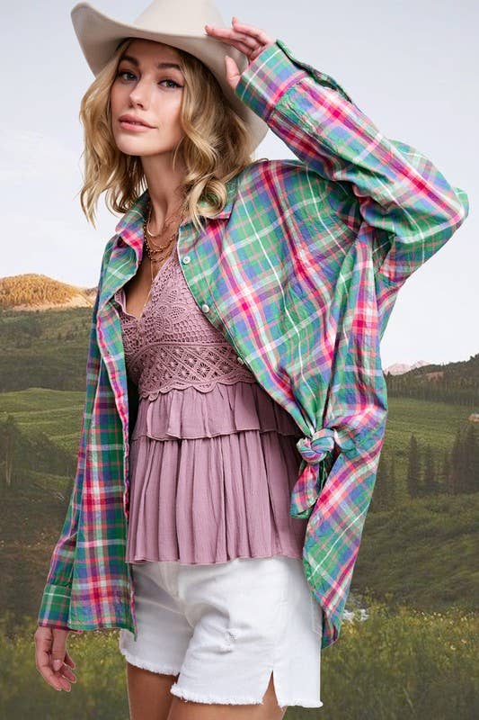 SALE Button Down Spring Summer Plaid Shirts