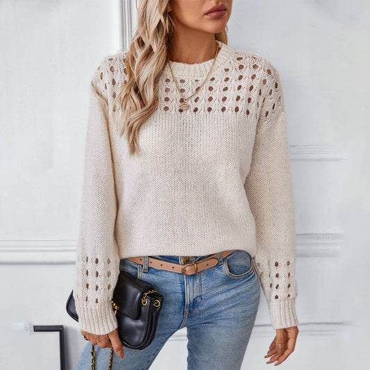 SALE Cream Hollowout Sweater