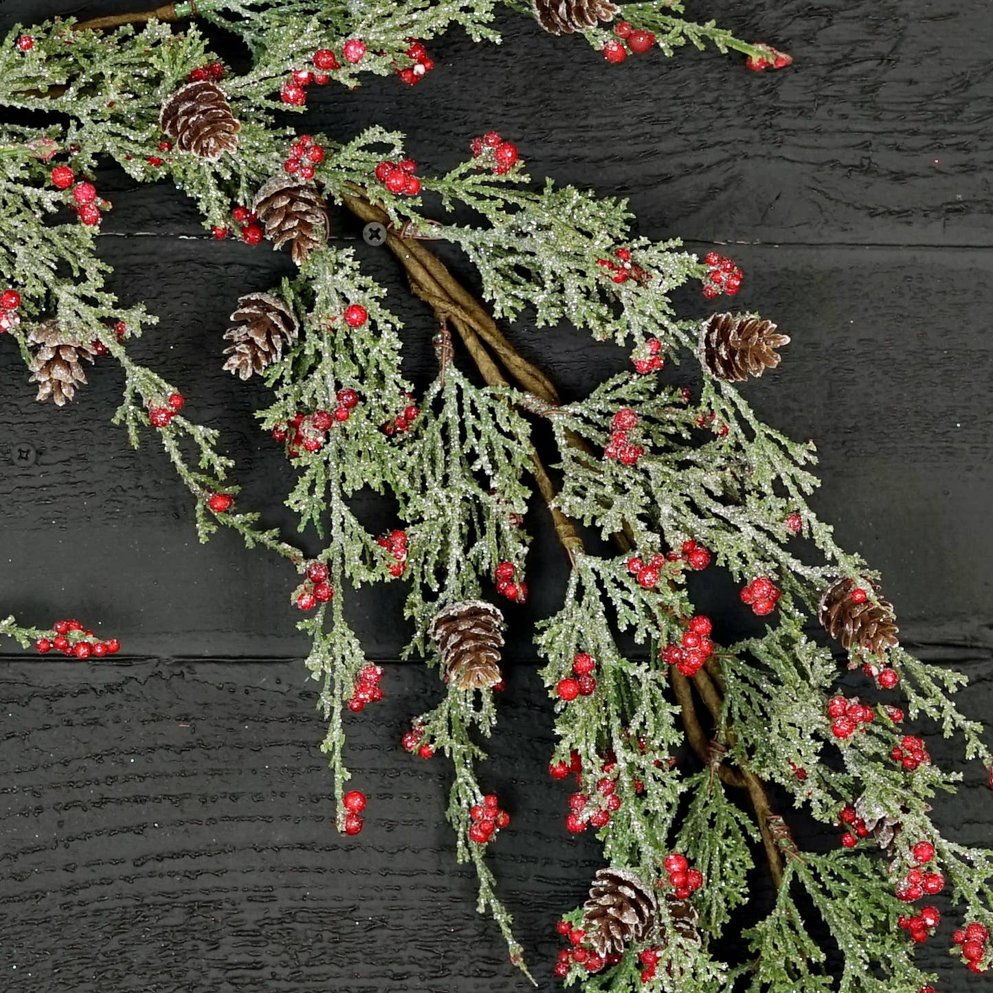4 Foot Garland-Icy Sparkle Cypress Pine w. Pepperberry-