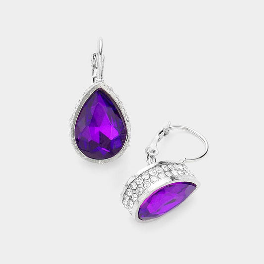 Purple Rhinestone Teardrop Earring