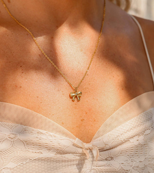 18K Gold PVD Silver Stainless Steel Ribbon Bow Charm