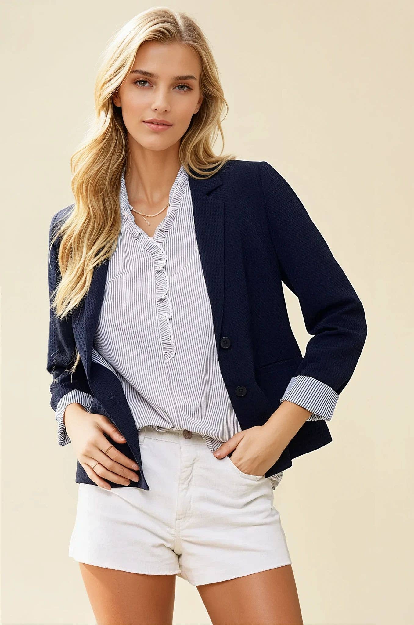 Midnight Stripe Lined Blazer