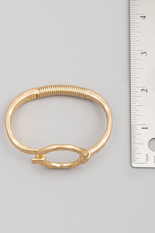 Silver Hammered Circle Bangle Bracelet
