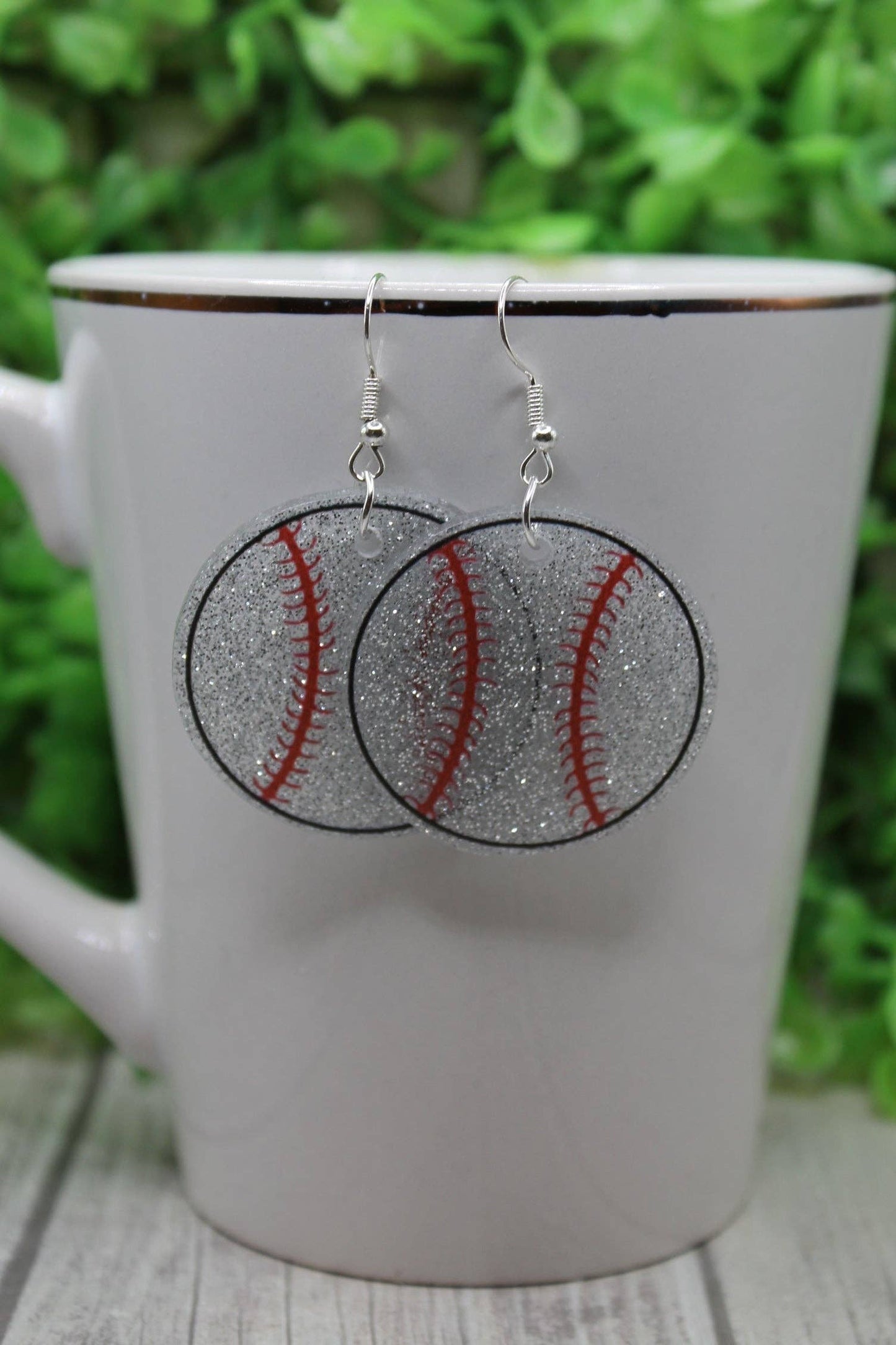 Glitter Baseball Dangle Earrings