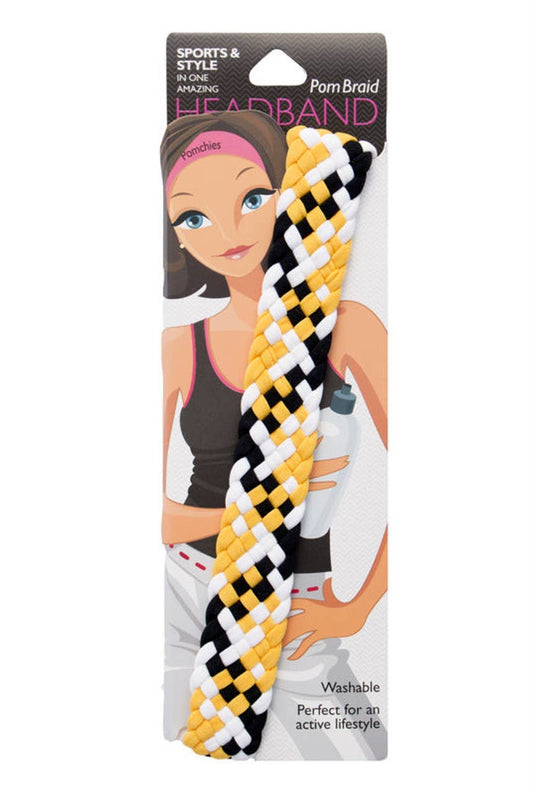 Yellow, Black & White Wide Braid Headband