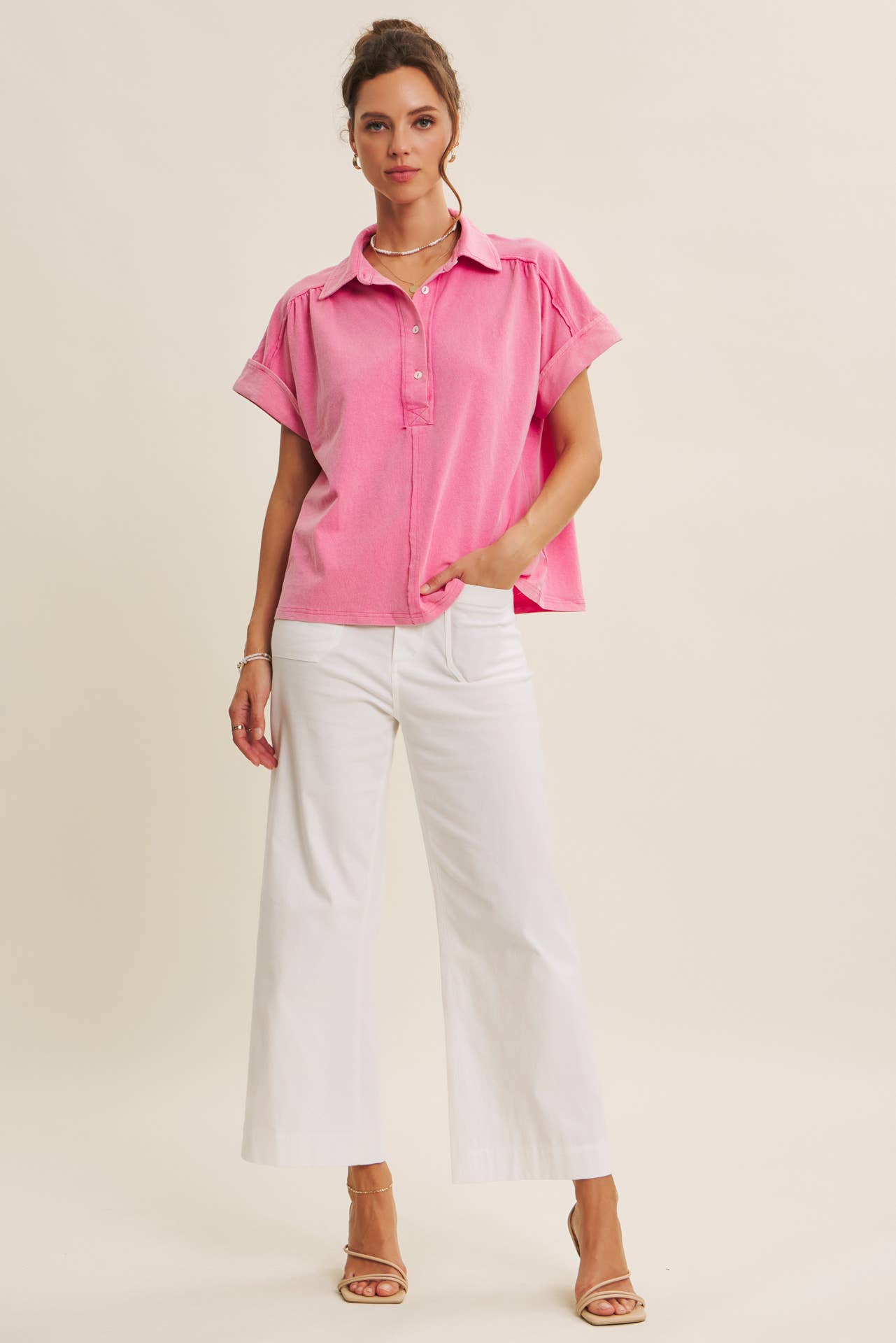 SEASONLESS STRETCHY COTTON LINEN ANKLE PANTS WITH POCKETS: LILAC / S