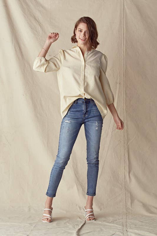 Light Mustard Pinstripe Poet Shirt