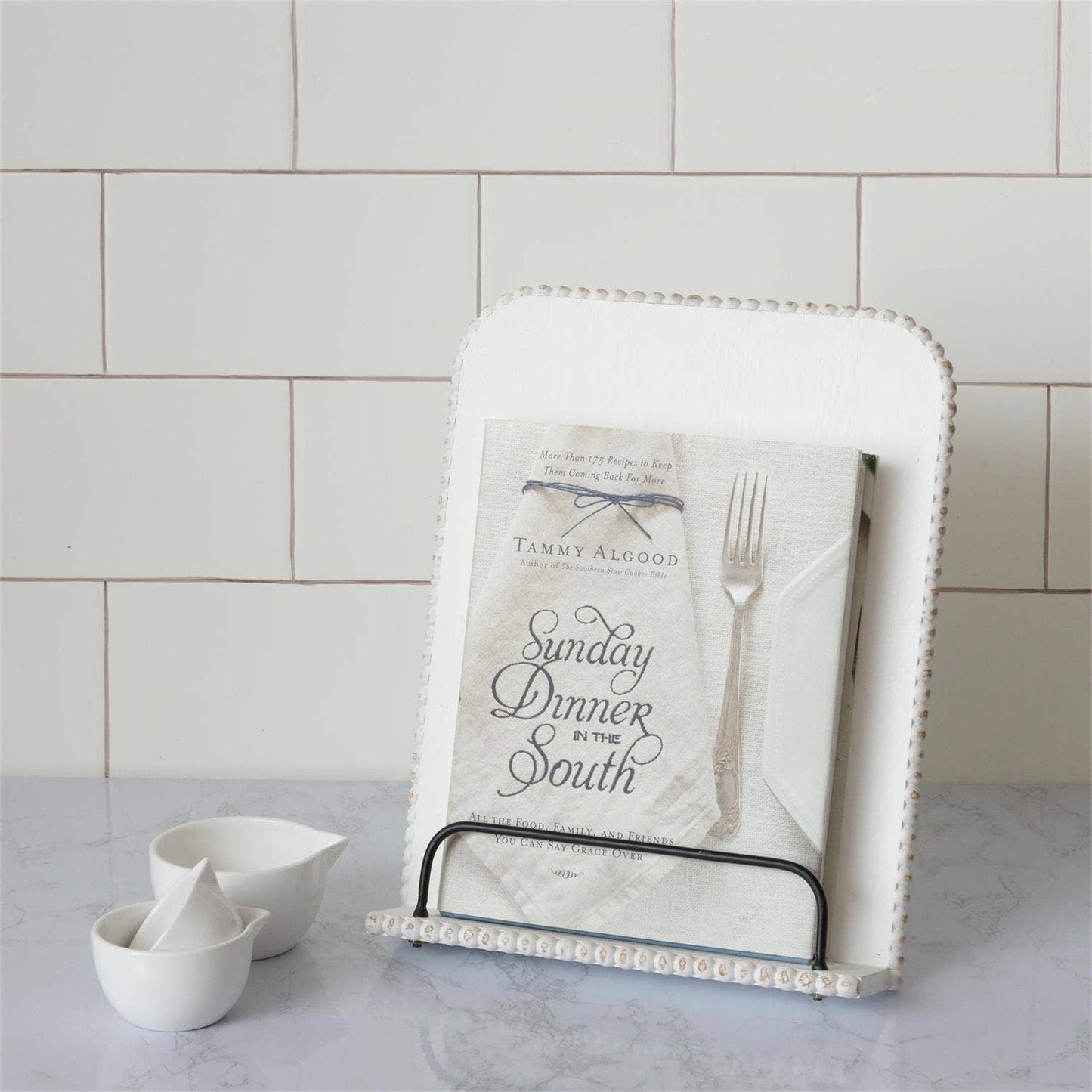 Distressed Beaded Cookbook Stand