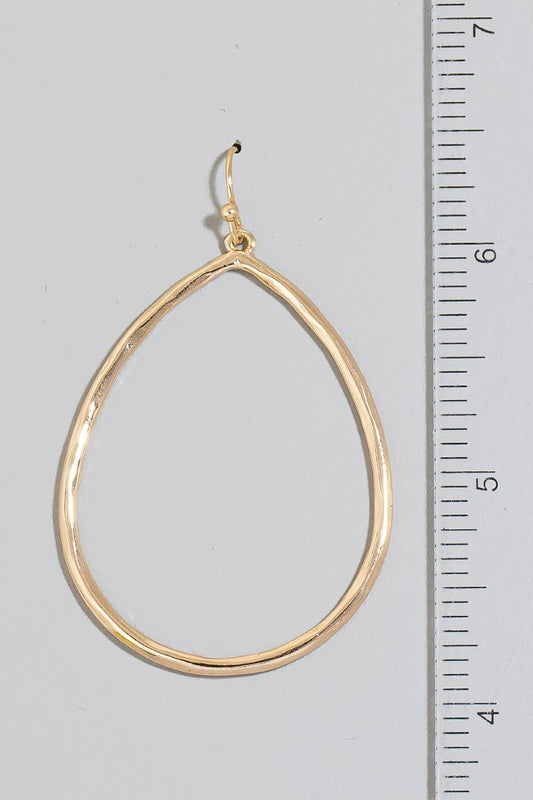 Silver Hammered Metallic Tear Dangle Earrings