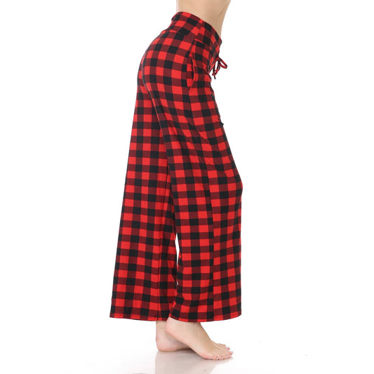 Buttery Soft Red/Black Buffalo Check Pajama Pants with Drawstring