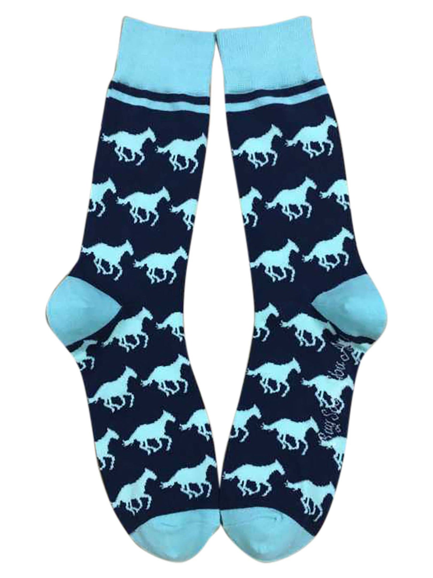 Derby Horses in Light Blue/Navy Men's Socks