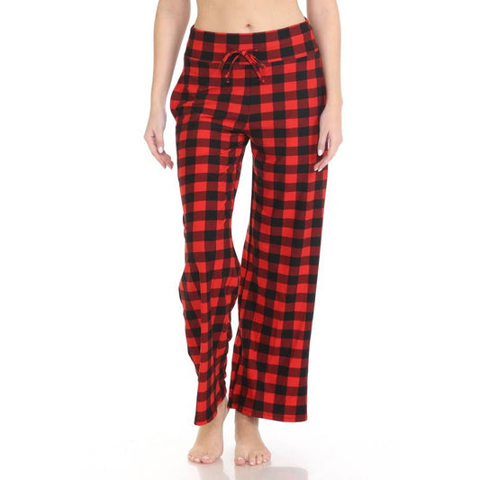 Buttery Soft Red/Black Buffalo Check Pajama Pants with Drawstring
