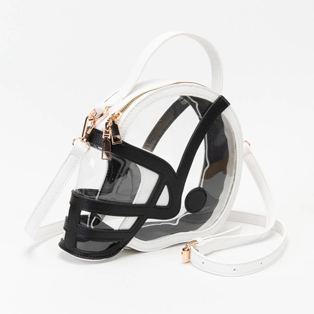 Transparent Gameday Football Helmet Shaped Crossbody Handbag: Orange White