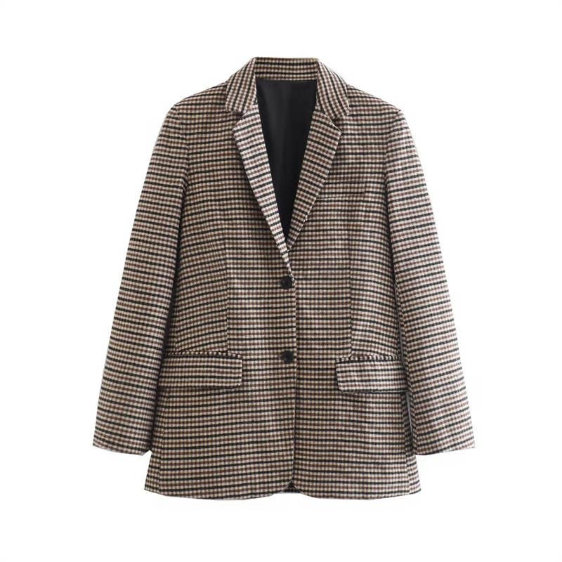 British-Inspired Houndstooth Blazer