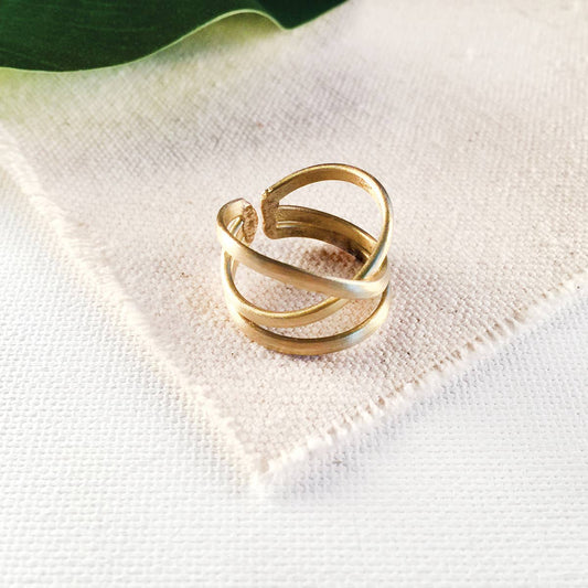 Fair Trade: Matte Gold Linear X Ring
