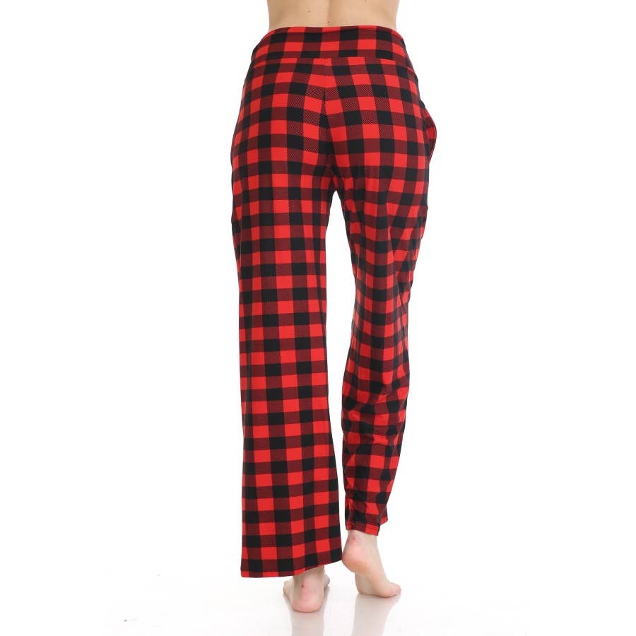 Buttery Soft Red/Black Buffalo Check Pajama Pants with Drawstring