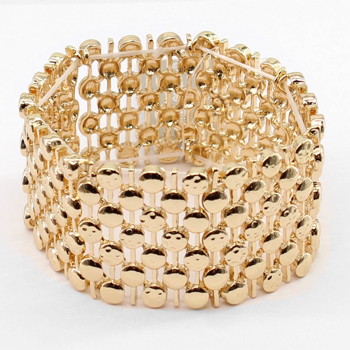 Gold Woven Textured Stretch Bracelet