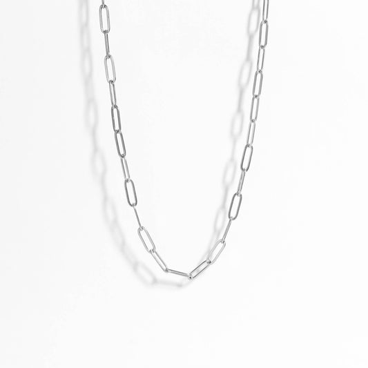 Stainless Steel Silver Paperclip Chain Necklace