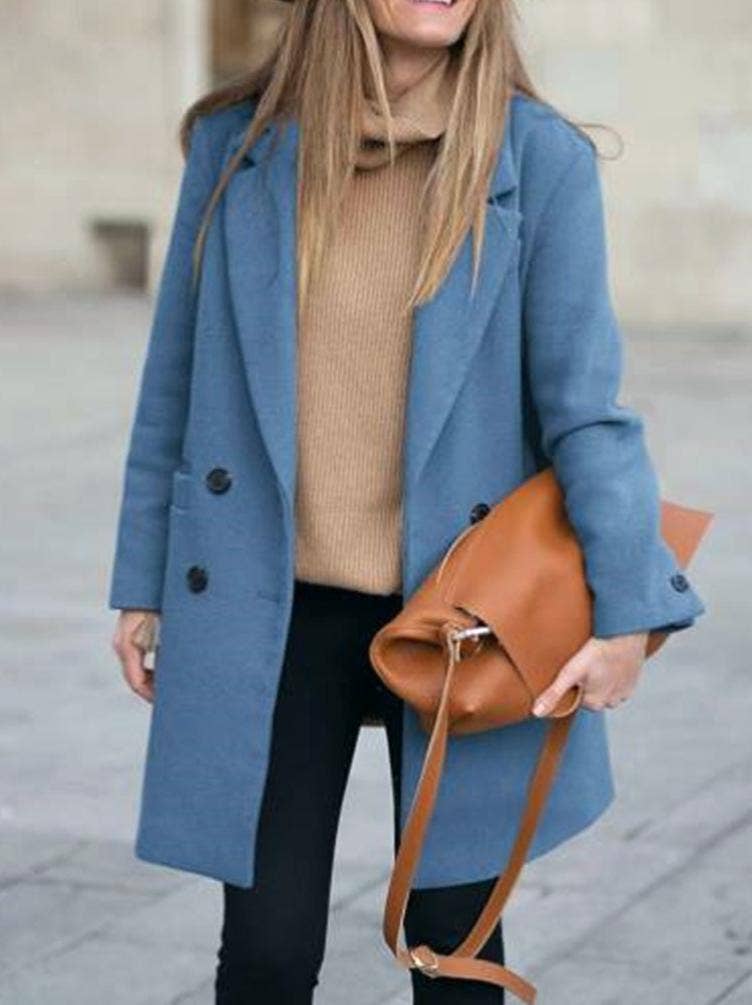 Blue Commuter Tweed Collar Coat