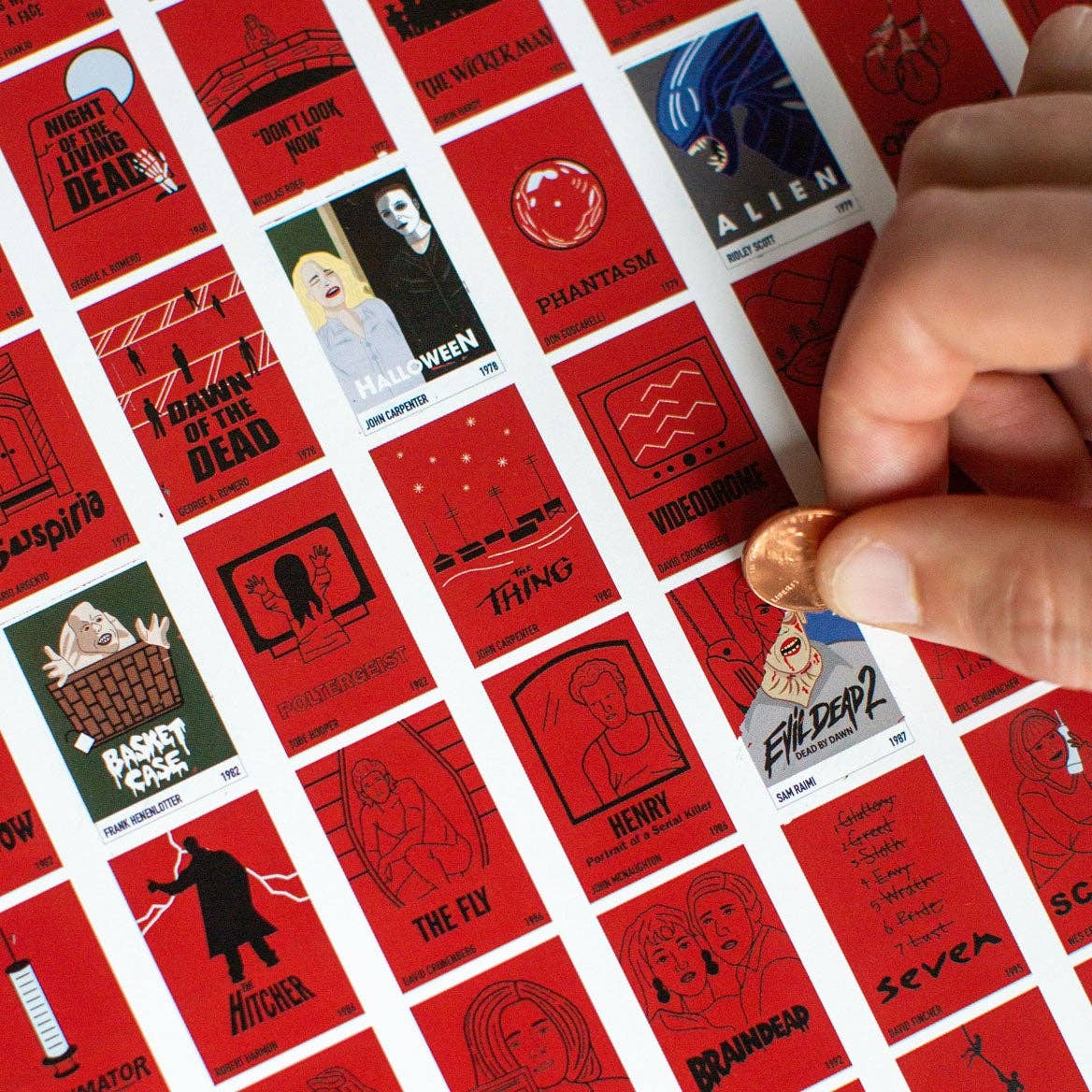 100 Horror Movies Scratch-Off Chart | 12" x 16" Print