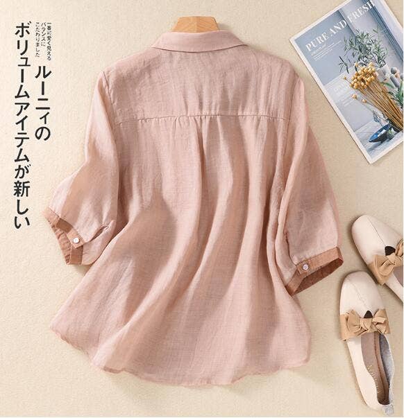 SALE Dusty Pink Buttown Down Slimming Blouse