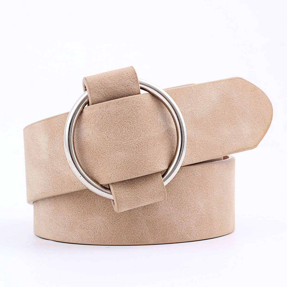 Khaki Pin Free Round Buckle Casual Belt