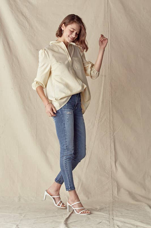 Light Mustard Pinstripe Poet Shirt