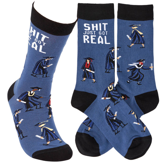 Just Got Real Graduation Socks