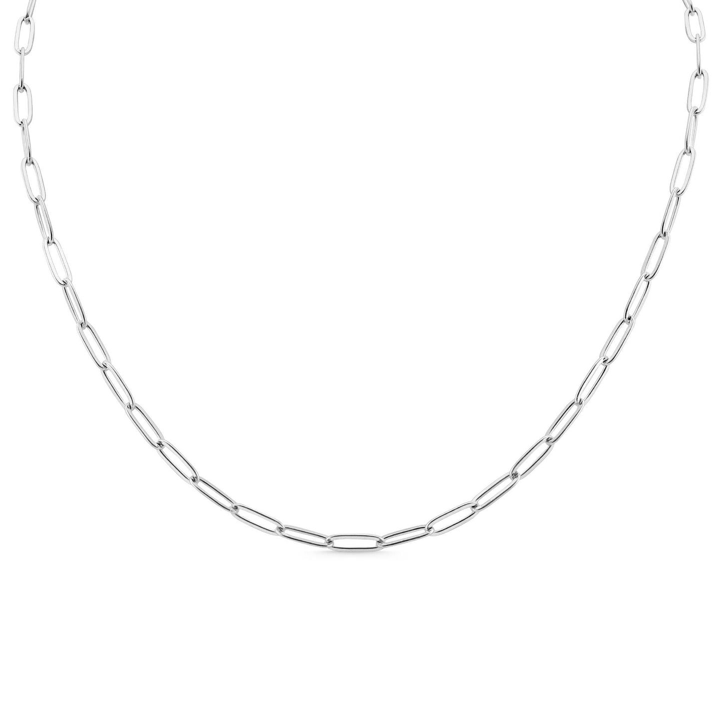 Stainless Steel Silver Paperclip Chain Necklace