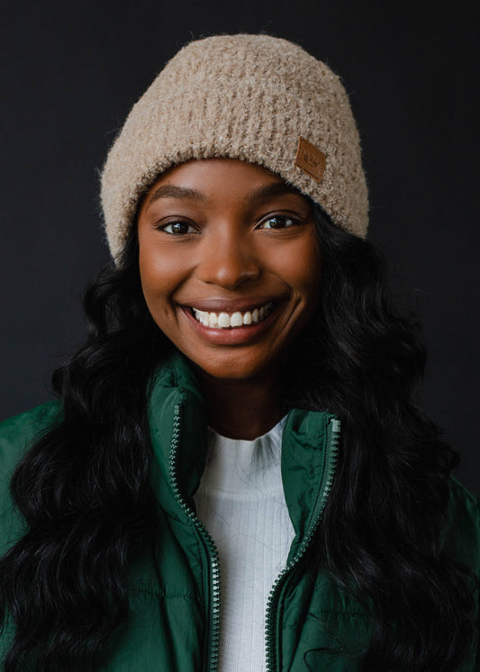Tan Knit Winter Beanie
