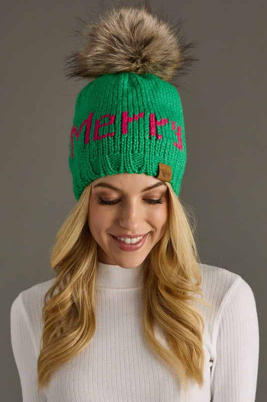 Bright Green Merry Pom Hat