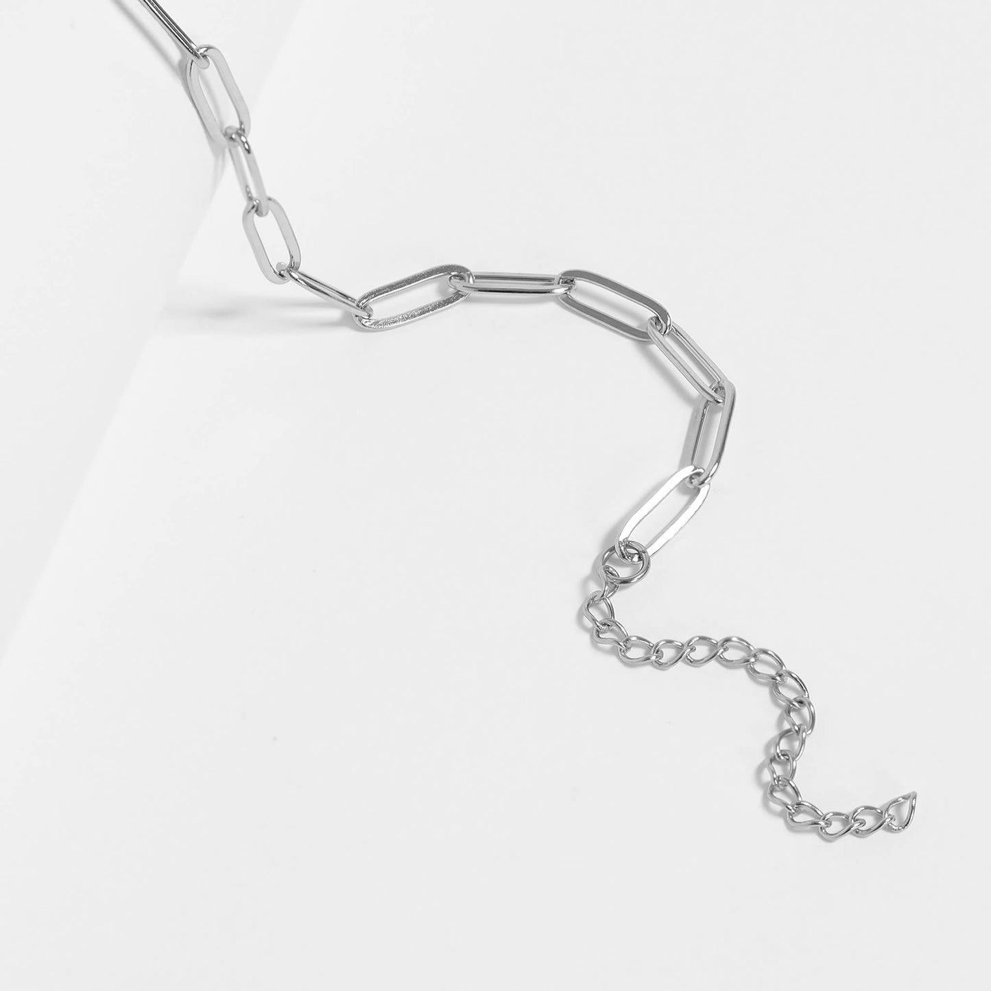 Stainless Steel Silver Paperclip Chain Necklace
