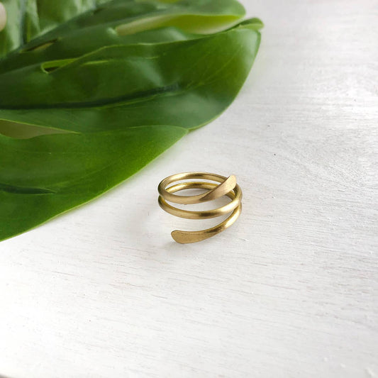 Fair Trade: Matte Gold Coiled Wrap Ring