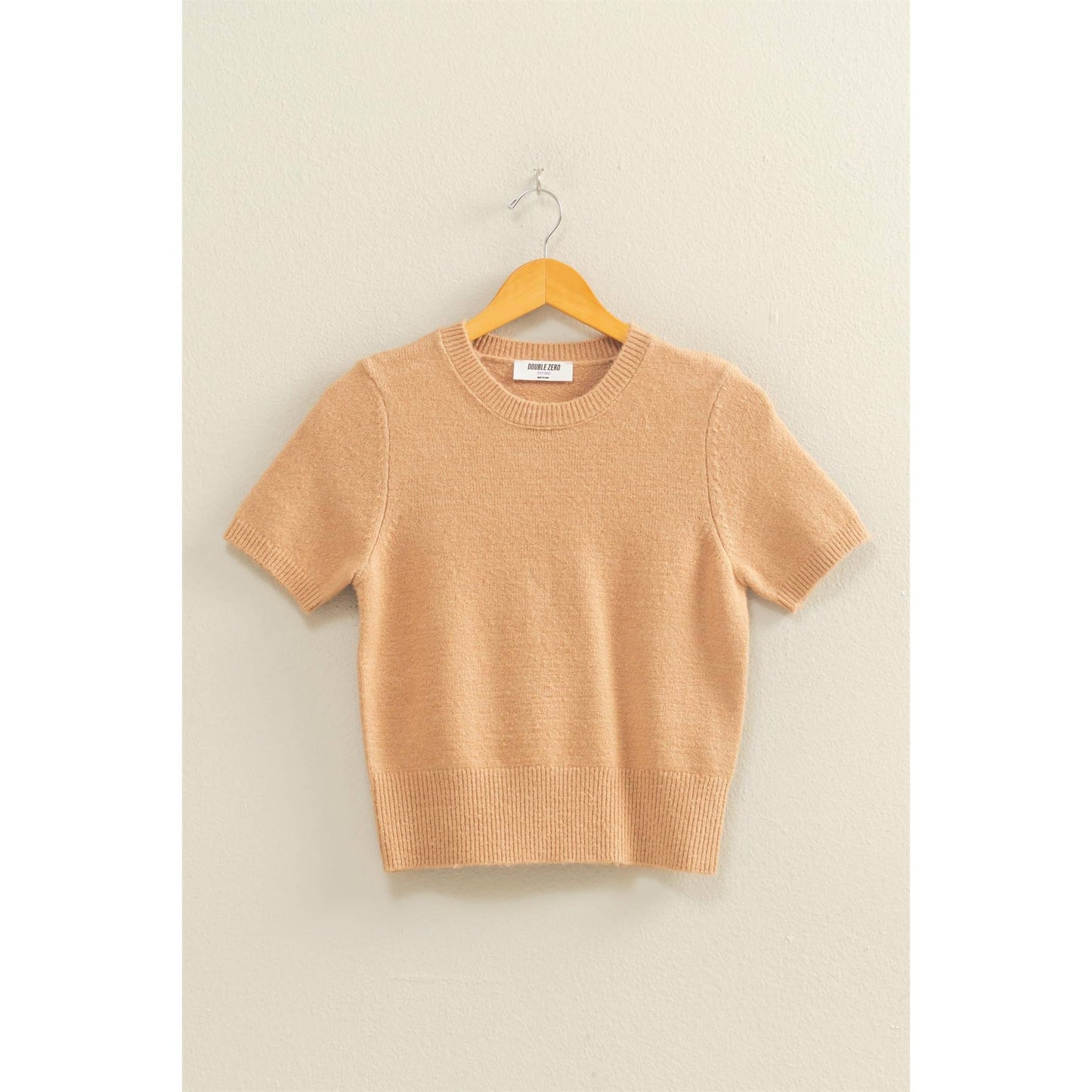 Taupe Short Sleeve Sweater Top