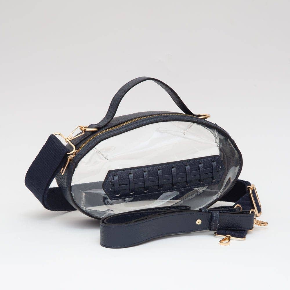 Black Clear Gameday Football Stitch Detail Crossbody Bag