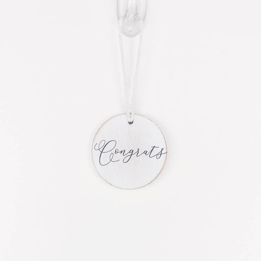 "Congrats" Wood Bottle Charm