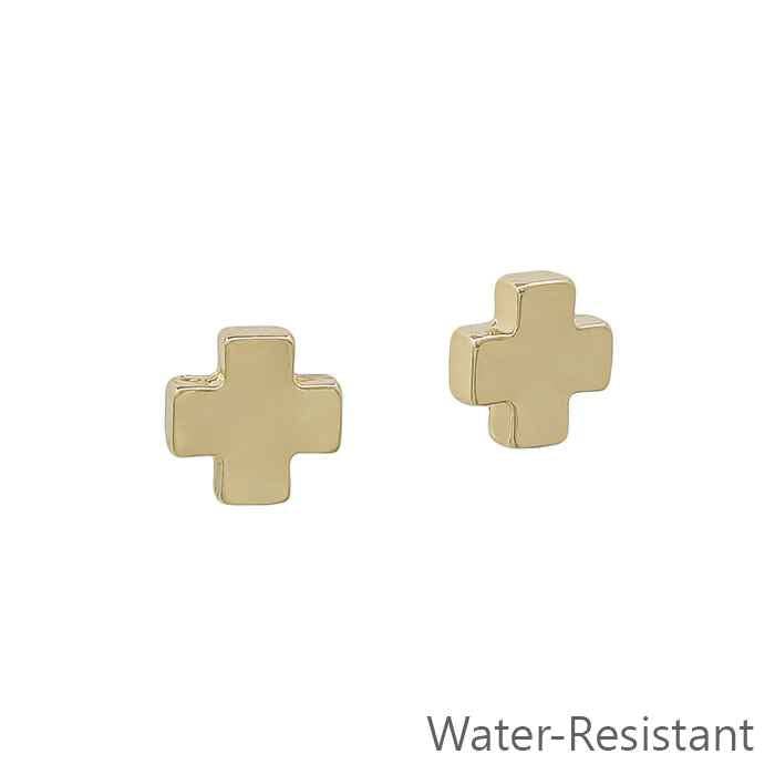 Gold Cross Stud Earring