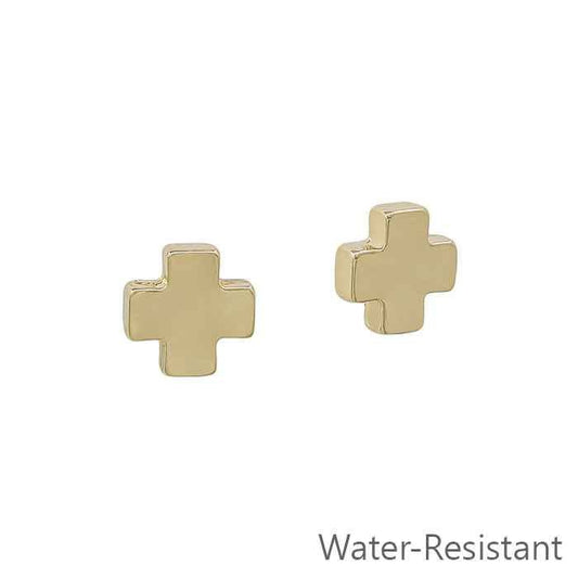 Gold Cross Stud Earring