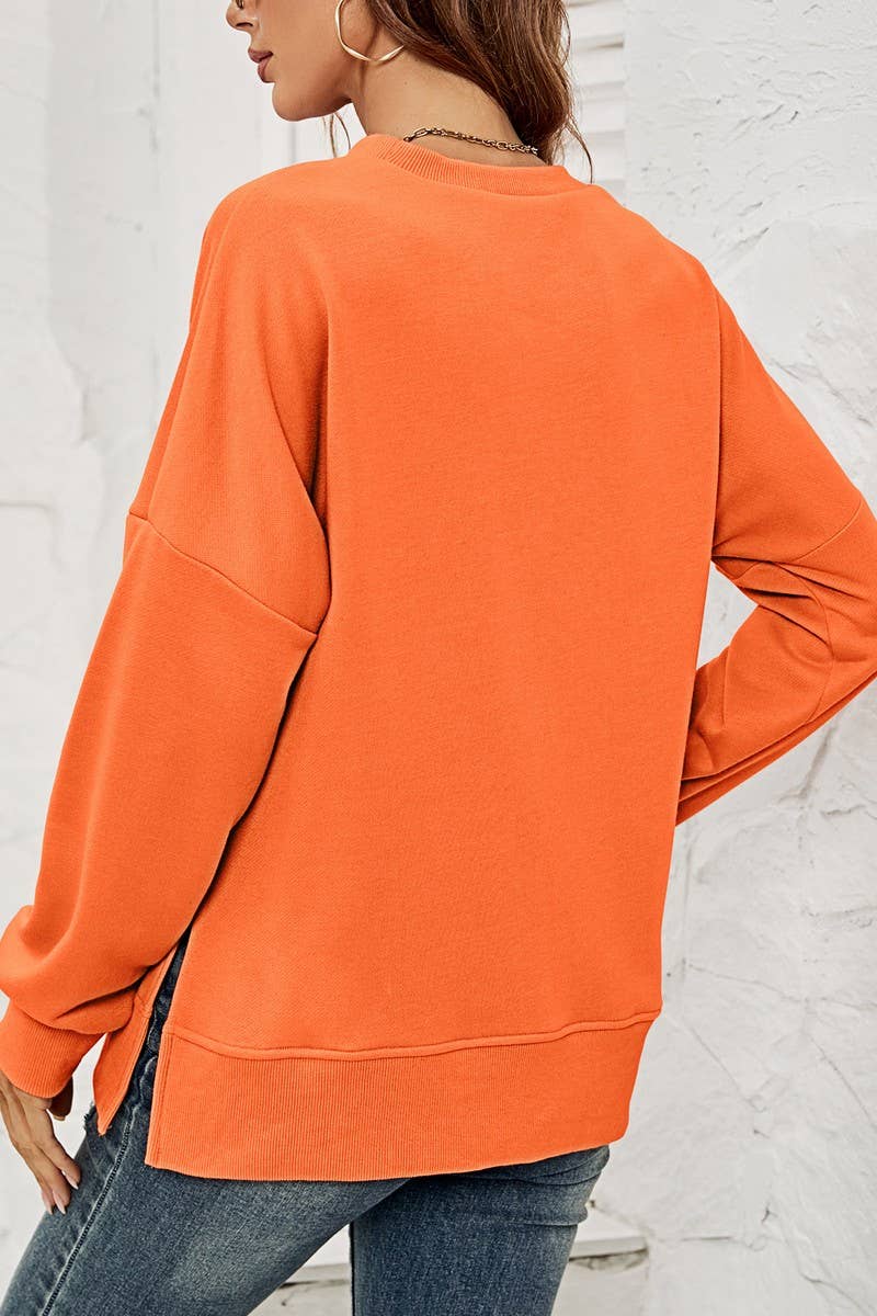 SALE Orange Side Split Pullover