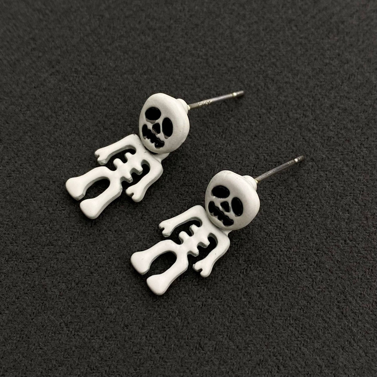 Halloween White Skull Post Earrings