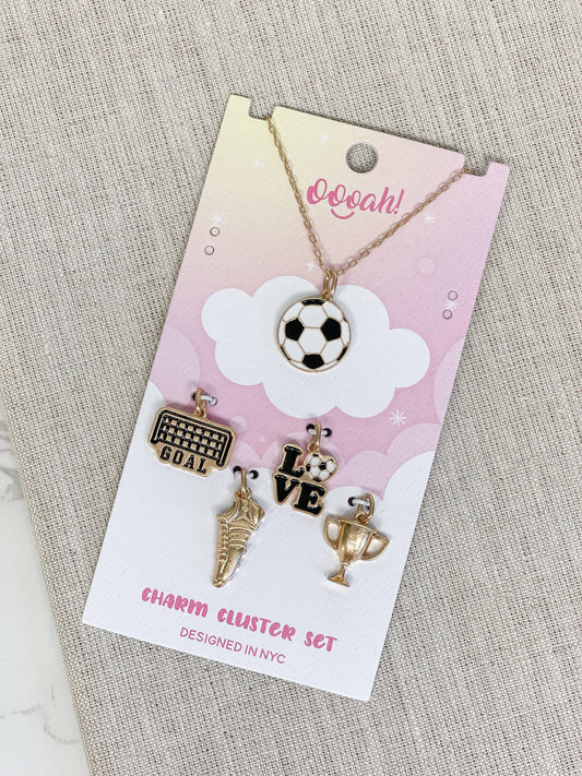 Sports Charm Necklace Cluster Sets: Soccer