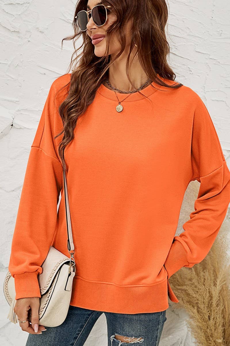 SALE Orange Side Split Pullover