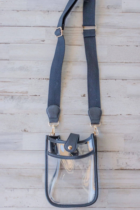 Navy Blue Game Day Mini Clear Crossbody Bag