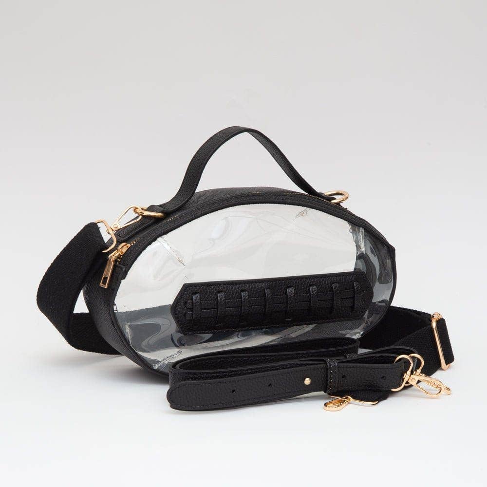 Black Clear Gameday Football Stitch Detail Crossbody Bag