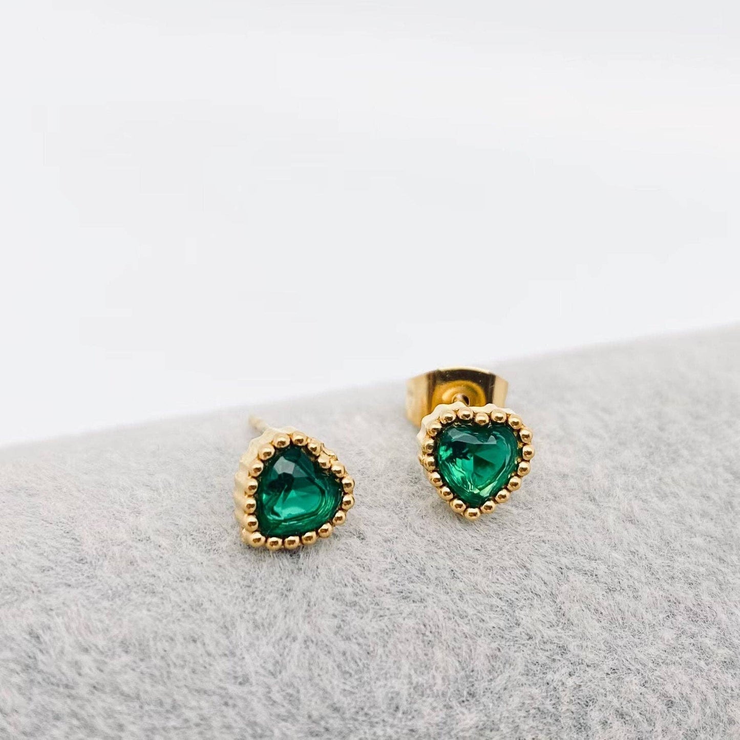 Cubic Zirconia Heart-shaped Gold Plated Stud Earrings