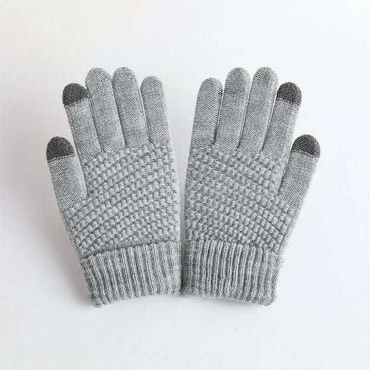 Grey Knitted Warm Gloves