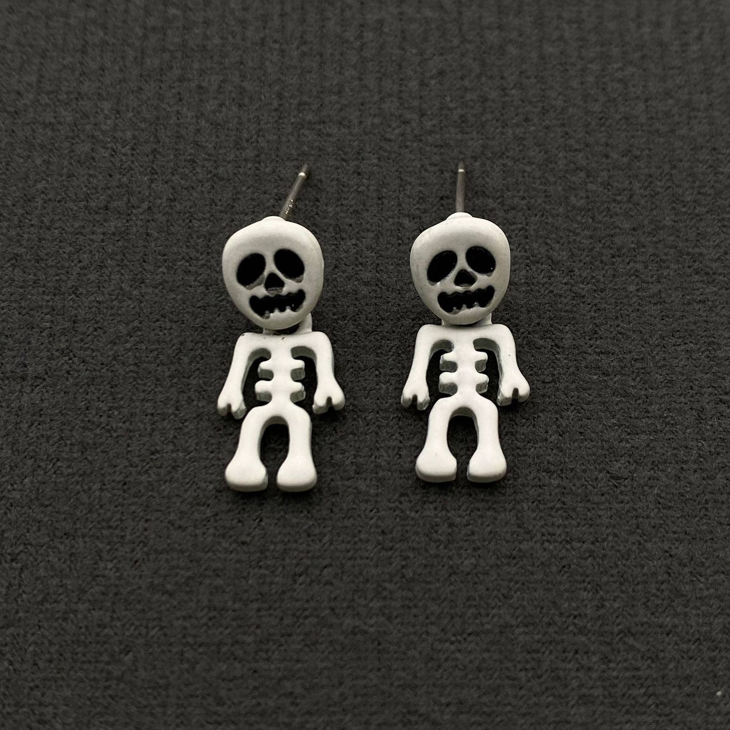 Halloween White Skull Post Earrings