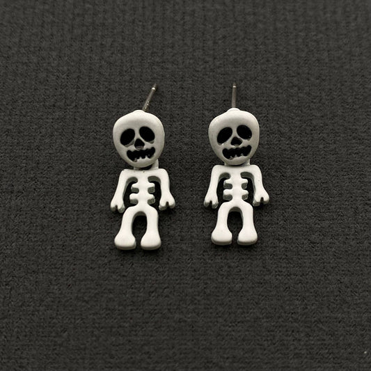Halloween White Skull Post Earrings