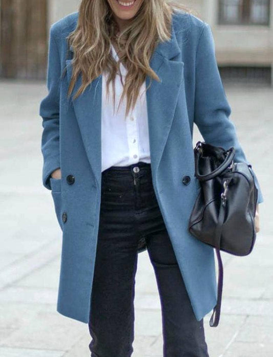 Blue Commuter Tweed Collar Coat